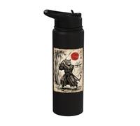 Samurai Cat Anime Japanese Art Funny Graphic Ukiyo-e Art Stainless Steel Insulated Water Bottle