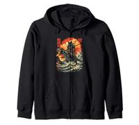 Samurai Cat Dinosaur Zip Hoodie