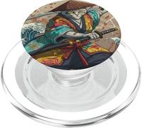 Samurai Cat Dual Katana Japanese Art Feline Warrior Ronin PopSockets PopGrip for MagSafe