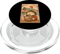 Samurai Cat Eating Ramen Japan Mount Fuji Cherry Blossoms PopSockets PopGrip for MagSafe