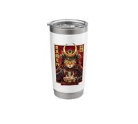 Samurai Cat Eating Ramen Japanese Retro Warrior Japan Stainless Steel Insulated Tumbler