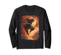 Samurai Cat - Fiery Ninja Jump Long Sleeve T-Shirt