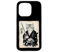 Samurai Cat Funny Vintage Ukiyo-e Art Warrior Japanese Japan Case for iPhone 15 Pro