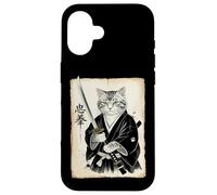 Samurai Cat Funny Vintage Ukiyo-e Art Warrior Japanese Japan Case for iPhone 16