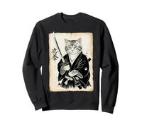 Samurai Cat Funny Vintage Ukiyo-e Art Warrior Japanese Japan Sweatshirt