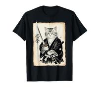 Samurai Cat Funny Vintage Ukiyo-e Art Warrior Japanese Japan T-Shirt