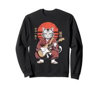 Samurai Cat Guitar Design With Japanese Vibe For Musicians Sweatshirt