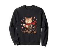 Samurai Cat Heart Love Cute Japanese Valentine’s Day Sweatshirt