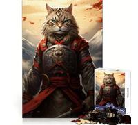 Samurai Cat Japan 1000 Piece Jigsaws for Teenagers Puzzle Smart Game Group Play Image Assembly Wall Art Decor (38x52cm)