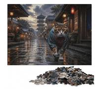 Samurai Cat Japan Colourful Wooden Puzzle for Adults, 1000 Pieces | Adult Jigsaw Puzzle: visual matching for a more organised build on weekends.