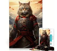 Samurai Cat Japan Hard Jigsaw Puzzle for Adults 1000 Pieces Recall Boost Quiet Calm Smooth Cut Classic Gift (38x26cm)