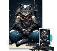 Samurai Cat Japan Jigsaw Puzzle for Teenagers 1000 Pieces Mind Skill Toy Gentle Leisure Design Assembly Premium Gift (50x75cm)