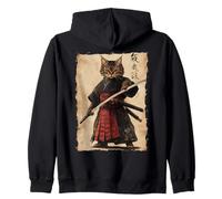Samurai Cat - Japan Warrior Katana Power Zip Hoodie