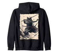 Samurai Cat - Japan Warrior Katana Power Zip Hoodie
