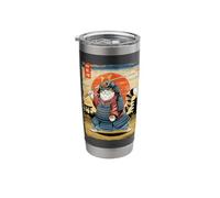 Samurai Cat Japanese Graphic Art Shogun Ronin Warrior Funny Stainless Steel Insulated Tumbler
