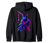 Samurai Cat Japanese Warrior Drip Art Men Women Kids Zip Hoodie