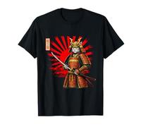 Samurai Cat Japanese Warrior Feline Katana Rising Sun T-Shirt
