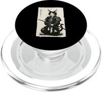 Samurai Cat Japanese Warrior Wood Art Japan PopSockets PopGrip for MagSafe