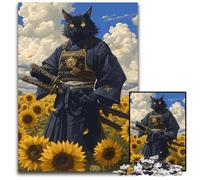 Samurai Cat Jigsaws 1000 Pieces for Adults Wooden Jigsaw Puzzles for Teenagers Teens Ideal Birthday 1000 PCS(75x50cm)