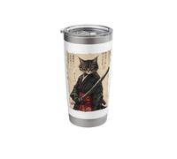 Samurai Cat Kanji - Japan Warrior Katana Power Stainless Steel Insulated Tumbler