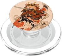 Samurai Cat Koi Fish Japanese Art Illustration PopSockets PopGrip for MagSafe