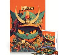 Samurai Cat Meow Jigsaw Puzzles for Adults1000 Piece Mind Game Toy Anxiety Relief Neat Cut Art Collectible (50x75cm)