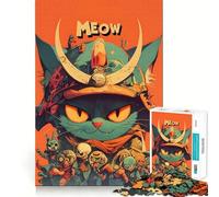 Samurai Cat Meow Jigsaw Puzzles for Adults1000 Piece Mind Game Toy Anxiety Relief Neat Cut Art Collectible (50x75cm)