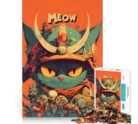 Samurai Cat Meow Jigsaw Puzzles for Adults1000 Pieces Improve Memory Relax Mind Sharp Edge Art Collection Piece (38x52cm)