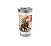Samurai Cat on Bigfoot Japanese Anime Ukiyo-e Art Graphic Stainless Steel Insulated Tumbler