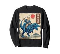 Samurai Cat on blue Kaiju japanese Anime Ukiyo-e art youth Sweatshirt