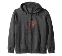 Samurai Cat Oni Mask Split Face - Japanese Warrior Anime Sty Zip Hoodie