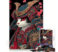 Samurai Cat Portrait 1000 Piece Jigsaw Puzzles for Adults Jigsaw Recall Boost Mental Relax Smooth Cut Birthday Gift (38x26cm)