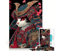 Samurai Cat Portrait 1000 Piece Jigsaws for Teenagers Puzzle Improve Recall Casual Relax Exact Edge Stylish Gift (38x52cm)