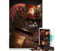 Samurai Cat Portrait Jigsaw Puzzles for Adults1000 Piece Mind Game Toy Anxiety Relief Neat Cut Art Collectible (38x26cm)