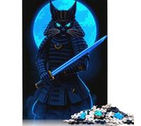 Samurai Cat Puzzles 1000 Pieces Wooden Puzzles for Adults & Teenager Stress Relief Toys 1000pcs (75x50cm)
