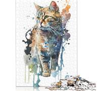 Samurai Cat Puzzles 1000 Pieces Wooden Puzzles Puzzles for Adults & Teenager Educational Puzzle 1000pcs (75x50cm)
