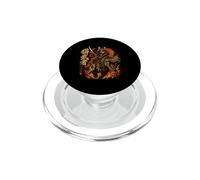 Samurai Cat Riding a T-Rex Vintage PopSockets PopGrip for MagSafe
