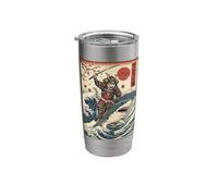 Samurai Cat Riding Shark Japan Stainless Steel Insulated Tumbler