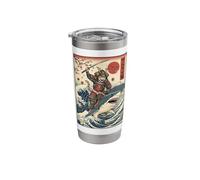Samurai Cat Riding Shark Japan Stainless Steel Insulated Tumbler