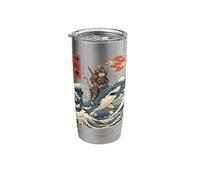 Samurai Cat Riding Shark Japan Stainless Steel Insulated Tumbler