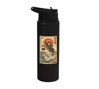 Samurai Cat Riding Shark | Ukiyo-e Art, Samurai Cat Stainless Steel Insulated Water Bottle