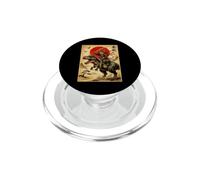 Samurai Cat Riding T Rex Dinosaur Japanese Cat Lover Mom Dad PopSockets PopGrip for MagSafe