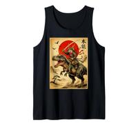 Samurai Cat Riding T Rex Dinosaur Japanese Cat Lover Mom Dad Tank Top