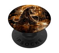 Samurai Cat Ronin Japanese Warrior Katana Art PopSockets Adhesive PopGrip