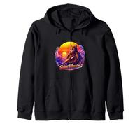 Samurai Cat Sunset Mountain Warrior Art Zip Hoodie