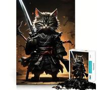 Samurai Cat Sword Jigsaw Puzzles 1000 Piece for Teenagers Strong Logic Toy Mental Relax Clear Edge Stylish Gift (50x75cm)