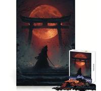 Samurai Cat Under Red Moon 1000 Piece Jigsaws for Adults Puzzle Boost Recall Anxiety Relief Accurate Edge Xmas Surprise (38x26cm)