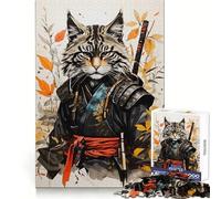 Samurai Cat Vintage 1000 Piece Jigsaw Puzzles for Adults Teenagers Recall Build Slow Enjoy Exact Cut Art Collectible (38x52cm)