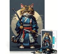 Samurai Cat Vintage Hard Jigsaw Puzzle for Adults 1000 Pieces Fine Logic Toy Calm Fun Neat Edge Thoughtful Gift (50x75cm)