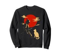 Samurai Cat Vintage Japanese Rising Sun Design Sweatshirt